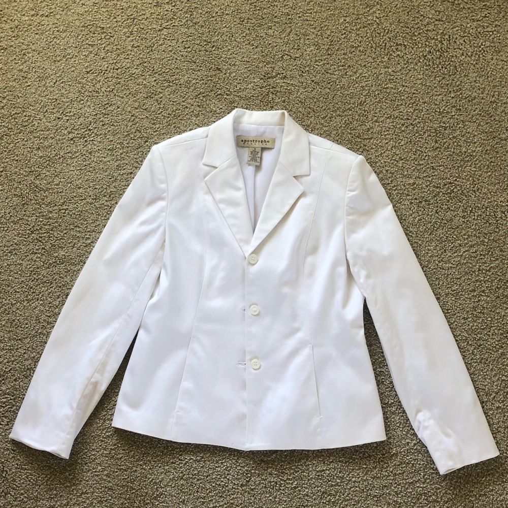 Apostrophe White Single Breasted Stretch Blazer Jacket Size 6 Office Workwear